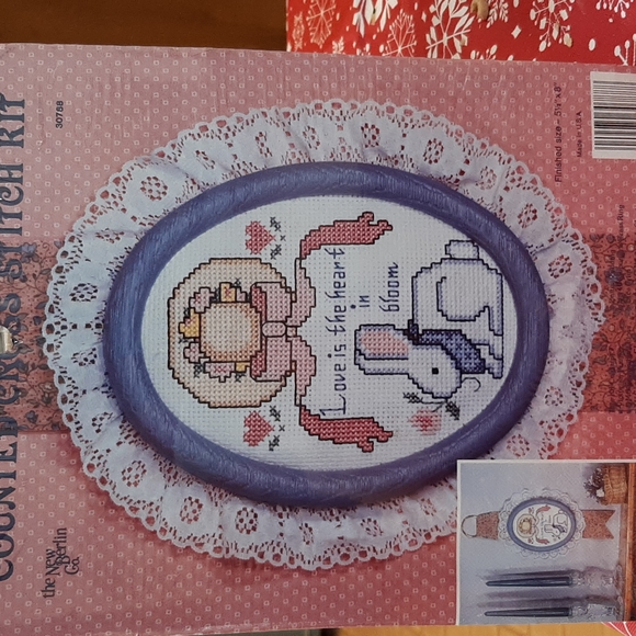 New Berlin Co. Counted Cross Stitch Kit "Love is the Heart in Bloom" Rabbit - Picture 1 of 4